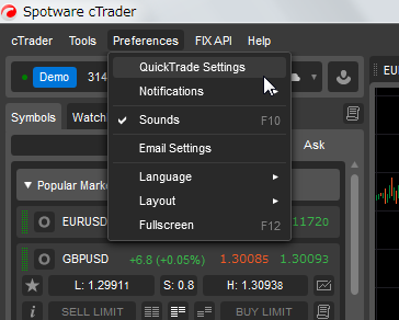 ctrader trading platform quick trade setting