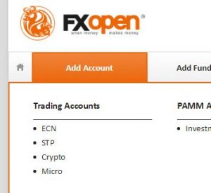 fxopen client portal add account ecn crypto currency
