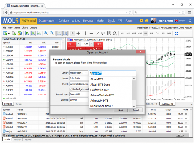 Metatrader5 Demo Account Now Mt5 Web Allows Traders To Open Demo Accounts With Any Brokers Directly On The Platform Hercules Finance