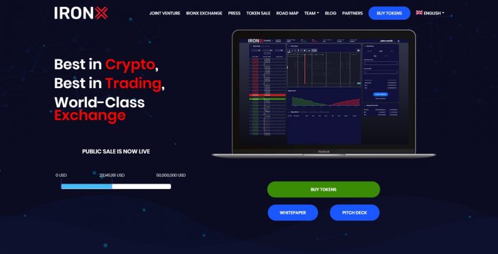 ironx irx cryptocurrency token exchange official website