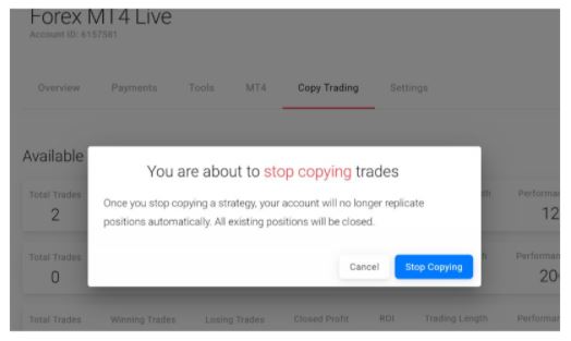 BDSwiss Forex Copy Trading System stop copying trades