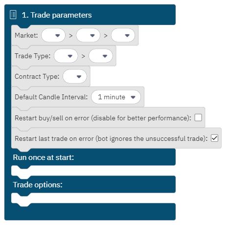 deriv dbots trade parameters