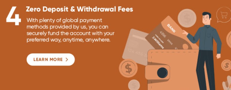 vantage zero deposit and withdrawal fees