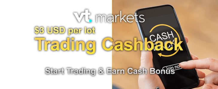 VTMarkets $3 USD per lot Cashback